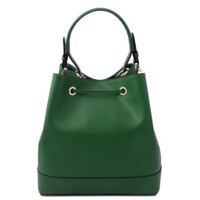 Tuscany Leather Minerva Leather Bucket Bag Green #3