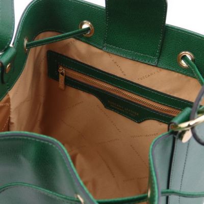 Tuscany Leather Minerva Leather Bucket Bag Green #5