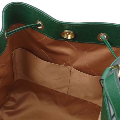 Tuscany Leather Minerva Leather Bucket Bag Green #6