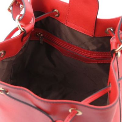 Tuscany Leather Minerva Leather Bucket Bag Lipstick Red #5