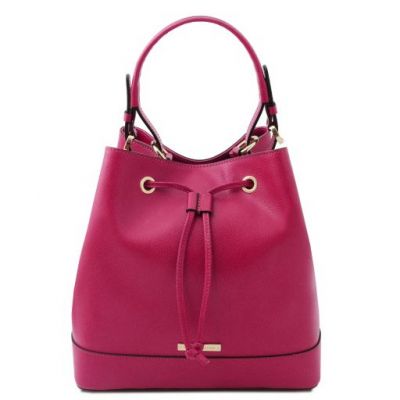 Tuscany Leather Minerva Leather Bucket Bag Pink #1