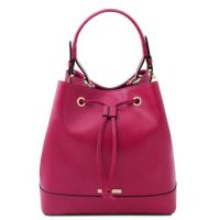 Tuscany Leather Minerva Leather Bucket Bag Pink