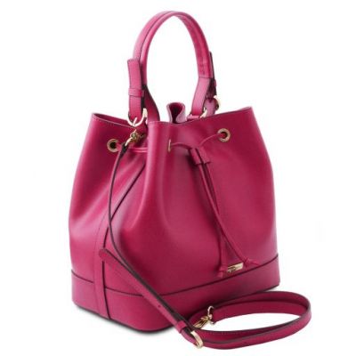 Tuscany Leather Minerva Leather Bucket Bag Pink #2