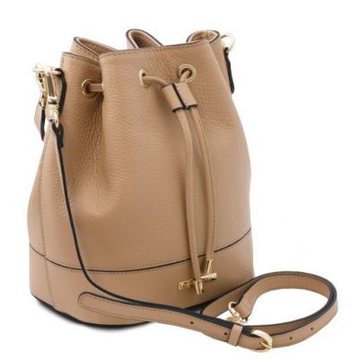 Tuscany Leather Leather Bucket Bag Champagne #2