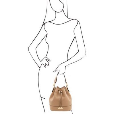 Tuscany Leather Leather Bucket Bag Champagne #6