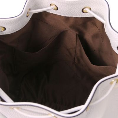 Tuscany Leather Bucket/Shoulder Bag White #4