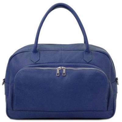 Tuscany Leather Voyager Travel Soft Leather Duffle Bag Dark Blue #3