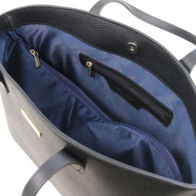 Tuscany Leather Pantelleria Leather Shopping Bag And 3 Fold Leather Wallet With Coin Pocket Black #6