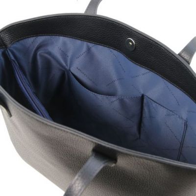 Tuscany Leather Pantelleria Leather Shopping Bag And 3 Fold Leather Wallet With Coin Pocket Black #7