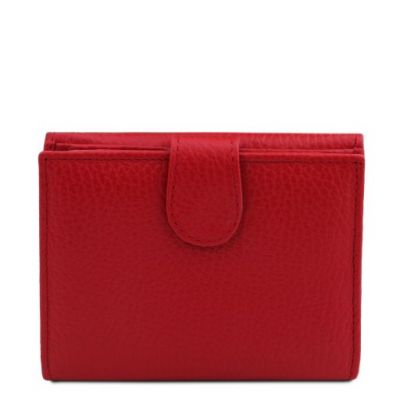 Tuscany Leather Pantelleria Leather Shopping Bag And 3 Fold Leather Wallet With Coin Pocket Lipstick Red #11