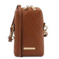 Tuscany Leather Bag Mini Soft Quilted Leather Cross Bag Cognac
