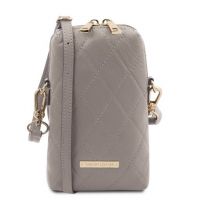 Tuscany Leather Bag Mini Soft Quilted Leather Cross Bag Light Grey