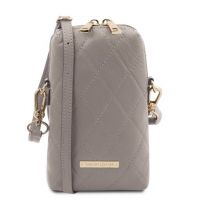 Tuscany Leather Bag Mini Soft Quilted Leather Cross Bag Light Grey