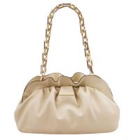 Tuscany Leather TL Bag Soft Leather Clutch With Chain Strap Beige