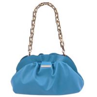 Tuscany Leather TL Bag Soft Leather Clutch With Chain Strap Light Blue