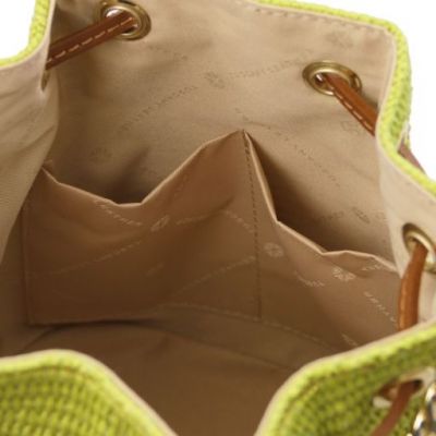 Tuscany Leather Bag Straw Effect Bucket Bag Green #6