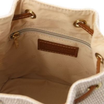 Tuscany Leather Bag Straw Effect Bucket Bag Sand #5