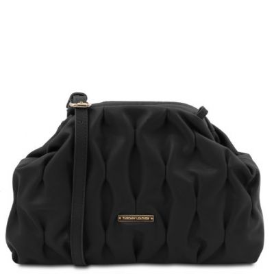 Tuscany Leather Rea Soft Leather Shoulder Bag Black #1