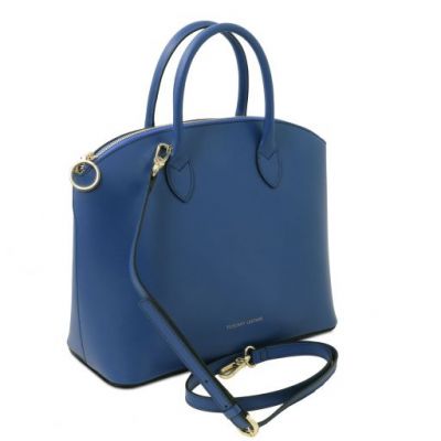 Tuscany Leather Keyluck Leather Tote Blue #2