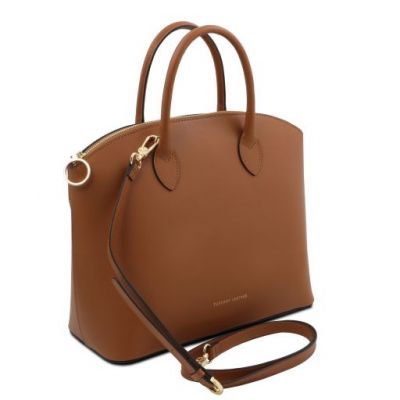 Tuscany Leather Keyluck Leather Tote Cognac #2