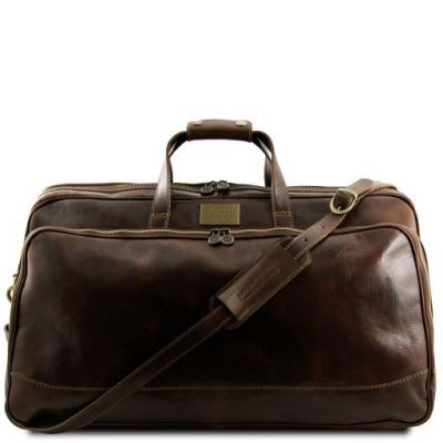 Tuscany Leather Bora Bora Trolley Leather Bag Large Size Dark Brown