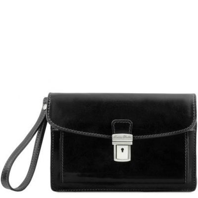 Tuscany Leather Max Leather Handy Wrist Bag Black