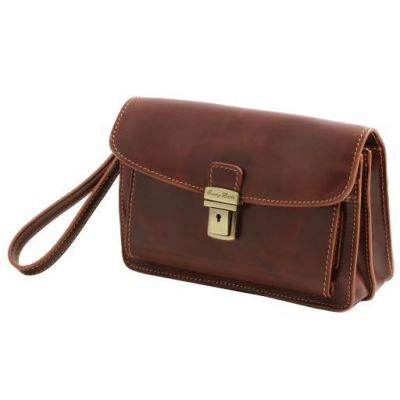 Tuscany Leather Max Leather Handy Wrist Bag Dark Brown #3