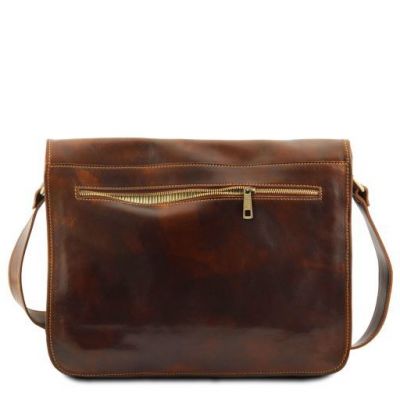 Tuscany Leather Messenger Double  Freestyle Leather Bag Brown #4