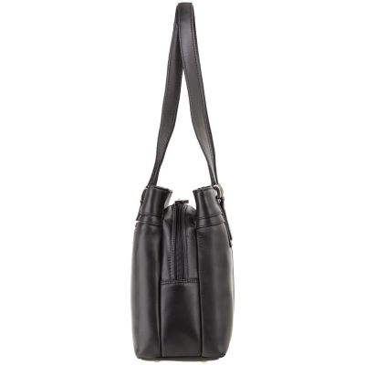 Visconti Leather Clara Zip Top Shoulder Bag Black #3