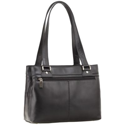 Visconti Leather Clara Zip Top Shoulder Bag Black #4
