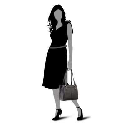 Visconti Leather Clara Zip Top Shoulder Bag Black #6