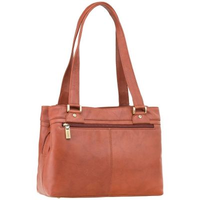 Visconti Leather Clara Zip Top Shoulder Bag Brown #3