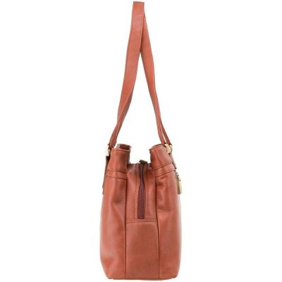 Visconti Leather Clara Zip Top Shoulder Bag Brown #4