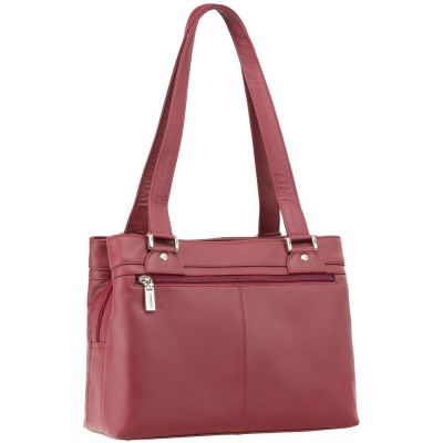 Visconti Leather Clara Zip Top Shoulder Bag Red #4