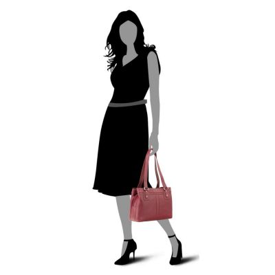 Visconti Leather Clara Zip Top Shoulder Bag Red #6