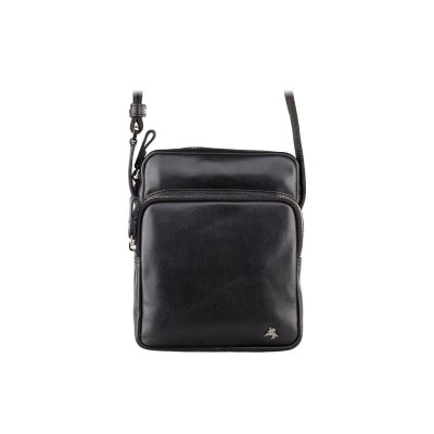 Visconti Leather Riley Small Ziptop Bag Black