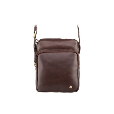 Visconti Leather Riley Small Ziptop Bag Brown
