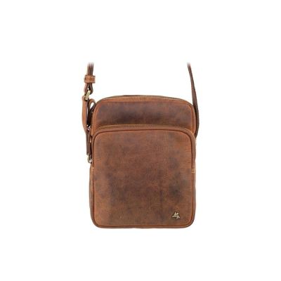 Visconti Leather Riley Small Ziptop Bag Oil Tan