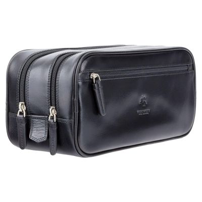 Visconti Leather Naples Wash Bag/Dopp Bag Italian Black #3