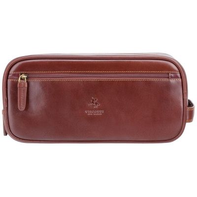 Visconti Leather Naples Wash Bag/Dopp Bag Italian Brown #1