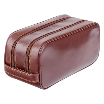 Visconti Leather Naples Wash Bag/Dopp Bag Italian Brown #2