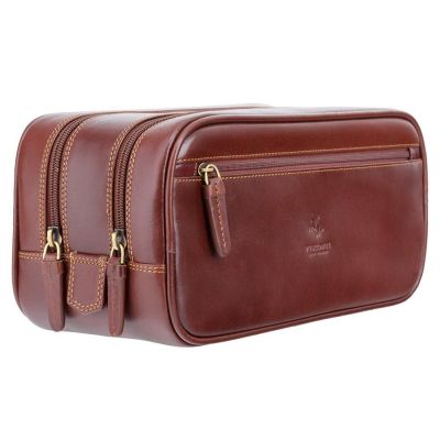 Visconti Leather Naples Wash Bag/Dopp Bag Italian Brown #3
