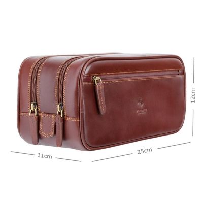 Visconti Leather Naples Wash Bag/Dopp Bag Italian Brown #5