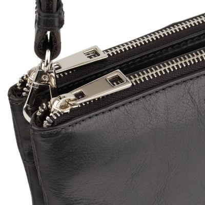 Visconti Leather Eden Small Ziptop Large Clutch Bag Black #6