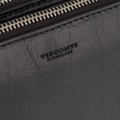 Visconti Leather Eden Small Ziptop Large Clutch Bag Black #7