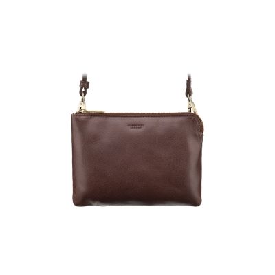 Visconti Leather Eden Small Ziptop Large Clutch Bag Brown