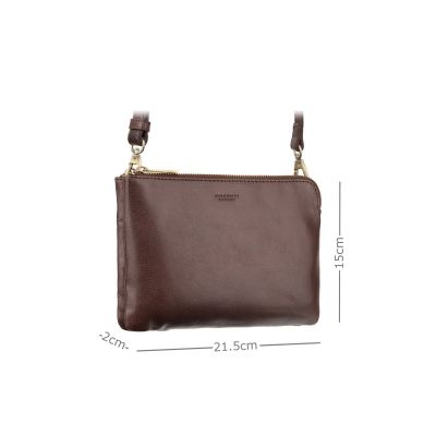 Visconti Leather Eden Small Ziptop Large Clutch Bag Brown #2