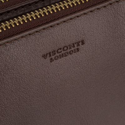 Visconti Leather Eden Small Ziptop Large Clutch Bag Brown #7