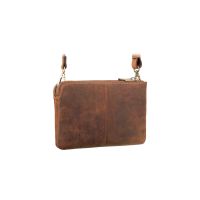 Visconti Leather Eden Small Ziptop Large Clutch Bag Oil Tan