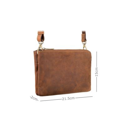Visconti Leather Eden Small Ziptop Large Clutch Bag Oil Tan #3